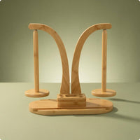 Double-Post-Post Two-axisAxis Yarn Holder Curved Frame Bamboo Yarn Holder Natural Wood Grain Polished Finish