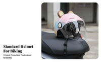Motorcycle Half Helmet with Visor 3C Certified Fashion Riding Helmet Universal Fit Shielded Headwear for Couples, Women, Daily Commute