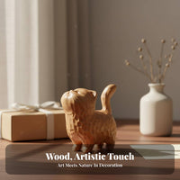 Carved Cat Figurine Birthday Gift Sandalwood Cat Statue Solid Wood