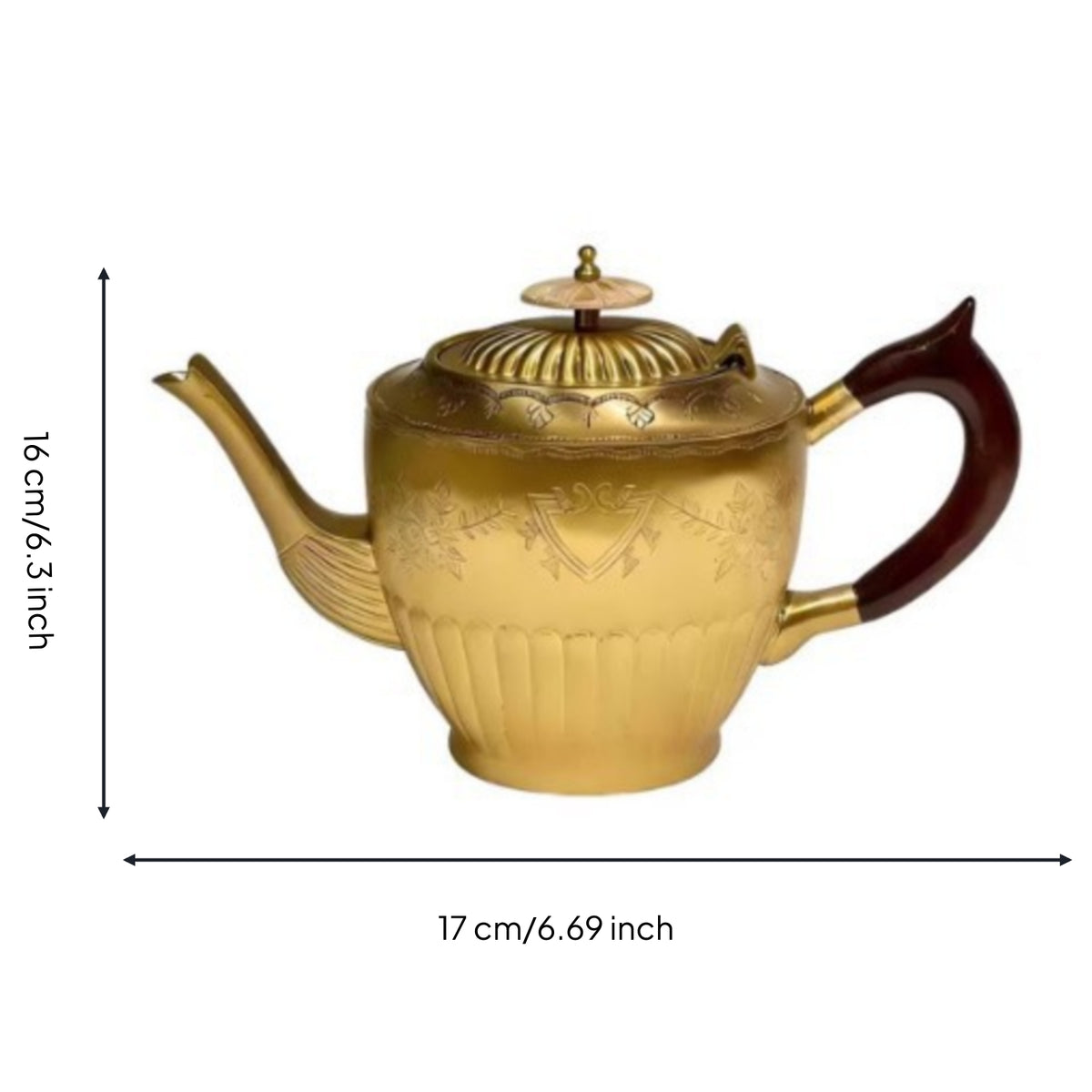 Decorative Teapot Engraved Brass Teapot Vintage-Style Decorative Piece for Decorators