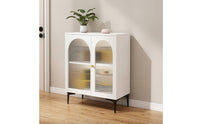 Buffet Cabinet with Arched Glass Doors Classic Modern Decorative Cabinet with Glass Doors Display Credenza for Living Room, Bedroom, Hallway