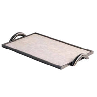 Leather Tray with Metal Frame Decorative Rectangular Tray with Handles Contemporary for Tabletop