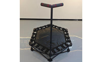 Anti-Slip Feet Adjustable Handlebar Mini Trampoline Silent Bouncing Foldable Exercise Trampoline with Handle 450 Lbs Weight Capacity Portable Jumping Bouncer with Stability Bar Easy Assembly for Children