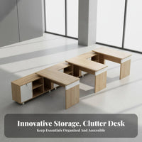 Modern Design Multi-Person Desk Cluster Includes Chairs L-Shaped Multi-Person Desk Unit Space-Saving Workstation Commercial Grade for Employees, Finance Department Staff, Business Owners, Open-Plan Workspace, Corporate Environment, Call Center