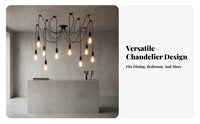 Industrial Pendant Fixture Retro Design Industrial Web Chandelier Vintage Evoking Adjustable Multi-Wire Ceiling Lamp for Bar, Cafe, Kitchen Island