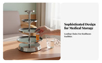 Rotating Medicine Rack Large Capacity Round Medicine Display Stand Sturdy Tiered Pharmacy Shelf for Medical Professionals, Hospital