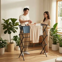 Foldable Folding Clothes Drying Rack Telescopic Clothes Drying Rack with Hanging Bar Multi-Tier Organizer Adjustable for Apartment