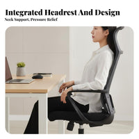 Reclining Function Ergonomic High-Back Chair Support Rolling Ergonomic Chair with Headrest Height Adjustable Computer Seat 360-Degree Swivel for Telecommuting Workers, Students, Gamers, Workstation, Study Room, Gaming Setup