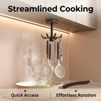 Cabinet Rotating Hook for Kitchen Utensils, Aluminium Alloy No-Drill Storage Cupboard Hanger, Easy Access for Students, Declutter Countertop Space