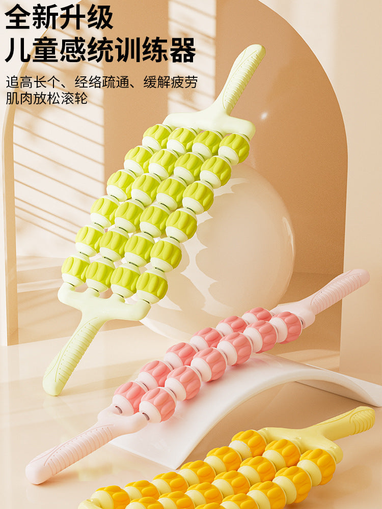 Four-Row Roller Massage Bar - Bendable Muscle Relaxation Tool