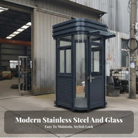 Prefabricated Guard Booth Heavy Duty Structure Outdoor Sentry Box Steel Security Cabin for Factory Gates, Community Entrances, Parking Lots