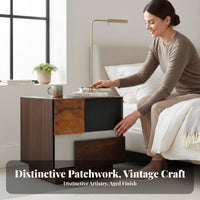 Patchwork Front Cabinet Retro Look Bedside Table Modern aesthetic for Homeowners