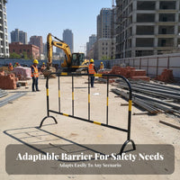 Movable Guardrail Stable Feet Heavy Duty Steel Barrier Sturdy Portable Steel Barrier for Road Work Areas, Public Events, Parking Lots