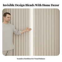 Punch-No-Drill Installation Folding Partition Curtain Foldable Design Accordion Room Divider Space-Saving Accordion Folding Partition Easy Setup for Apartment Dwellers, Homeowners, Away Ice Managers, Bedroom, Doorway, Events