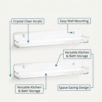 Seasoning Organizer Wall Mounted Rack, Clear Transparent Acrylic 4 Tier, Kitchen Counter Storage and Organization, Cabinet Door Spice for Home Cook