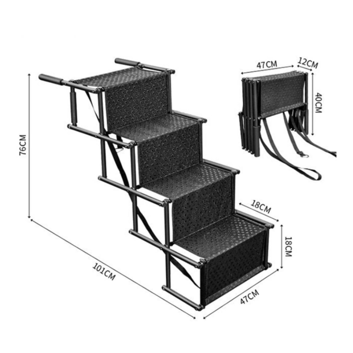 Dog Car Stairs Non-Slip Surface Foldable Pet Steps Easy to Clean for Bed, Sofa