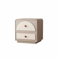Minimalist Design Rounded 2-Drawer Chest No Assembly Required Nightstand Large Capacity Storage Bedside Cabinet Multi-Functional for Parents, Apartment Dwellers, Homeowners, Children's Room, Creamice