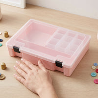 Multifunctional Sewing Thread Storage Box with Lid, Transparent Plastic Organizer for Home Sewing Kits