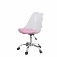 Height Adjustable Armless Transparent rotate Chair Space Saving Transparent Caster Chair Minimalist aesthetic Office Furniture Rolling Casters for Apartment Dwellers, Home Workers, Students, Small Spaces, Vanity Area, Study Room, Bedroom
