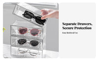 Dust-Proof Transparent Eyewear Drawer Easy to Clean Transparent Eyewear Storage Drawers Space Saving for Collectors, Dresser, Vanity, Office