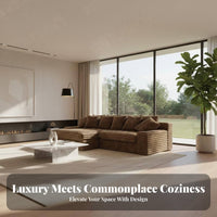 Wideribbed texture cushiPremiumd Sectional Removable Cover Living Room Furniture Easy to Clean configurable Sofa for Families, homeowners, Villa, Lounge Area, Home Theater