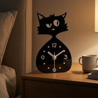 Cat-Shaped Clock Compact Size Cat Desk Clock Cute Home Decor for Desktop
