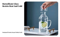 Hot and Cold Use Glass Pitcher with Cup Lid Heat Resistant Glass Carafe with Tumbler Lid Large Capacity for Guests, Homeowners, Home, Office