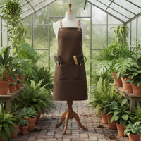 Large Front Pocket Cross-Back Apron Long Work Apron Leather-Look Strap Tabs Workwear Adjustable for Kitchen, Gardening, Service