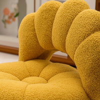 Scalloped Swivel Floor Chair Cushioned Floor Chair with Backrest Fuzzy Seat Low-Sitting for Adults, Teens, Reading Nook, Bedroom, Living Room, Small Apartments