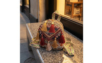 Decorative Tassels Ethnic-Style Backpack Zigzag Trim Boho Backpack Structured Shape