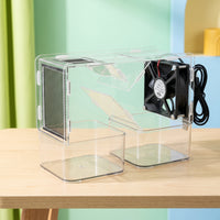 Bird Grain Husk Blower Machine USB Powered Bird Seed Cleaner with Blower Fan Seed Separator with Collection Bins Acrylic