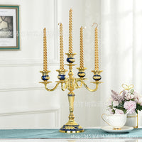 Five-Head Gold and Silver Plated Metal Alloy European Style Candle Holder for Home, Hotel, KTV Classic