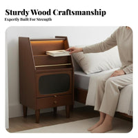 Modern Design Smart Nightstand Built-in Press Light Smart Nightstand with 2 Drawers Integrated LED Lighting Bedside Table Space-Saving for Homeowners, Apartment Dwellers, Tech Enthusiasts, Dorm Room, Home Office