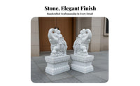 2 Pieces Stone Elephant Door Piers Traditional Classic White Marble Elephant Statues Gate Statue for Homeowners, Building Frontage, Garden