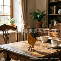 亚马逊跨境花园小鸡铁艺户外庭院金属动物地插草坪艺术品摆件批发