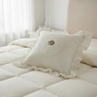 Lace Embroidered Pillow Cover Soft Ruffled Embroidered Cushion