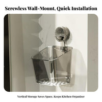 Suction Cup Storage Basket Drill Installation Wall Mounted Storage Bin Versatile Stackable Hanging Container for Washroom, Refrigerator