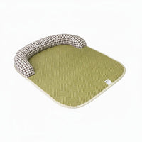Cushioned Side Pet Mat Woven Rattan-Design Sleeping Mat Curved