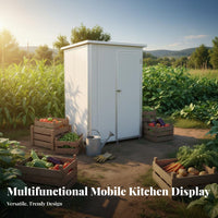Steel Panel Outdoor Kitchen Mobile Kitchen Cabin Sturdy Construction Portable Cooking Booth for Homeowners, Farmers, Garden, Factory, Backyard