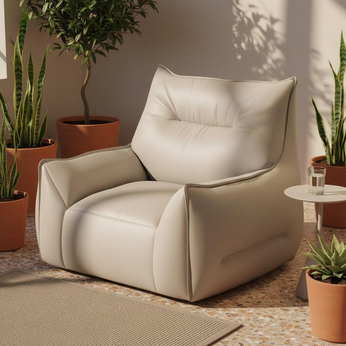 Washable Cover Single Lazy Sofa Wear-Resistant Material Upholstered Bean Bag Armchair High Resilience Modern Floor Lounger Ergonomic Design for Bedroom, Balcony, Living Room