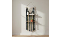 Handmade Macrame Hanging Shelf Double Layer Macrame Wall Shelf Cotton Rope Tassel Wall Organizer Tassels for Living Room, Bedroom, Nursery