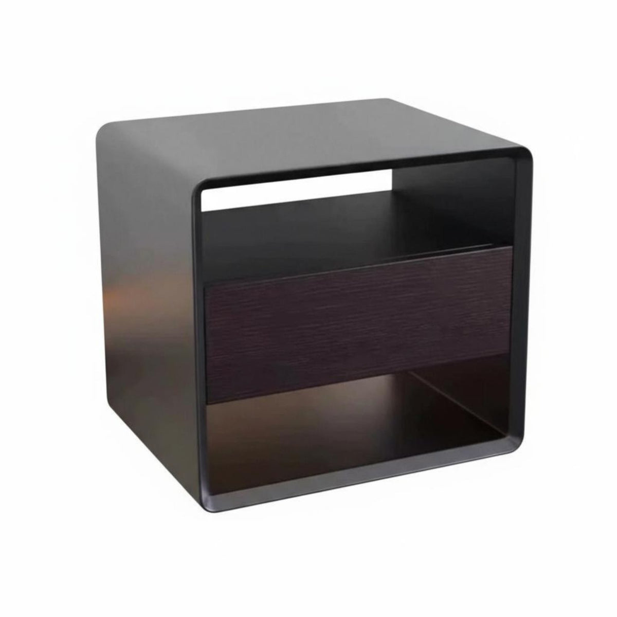 Saddle Leather Finish Round Two-Drawer Cabinet Minimalist Design Nightstand Luxury design Bedroom Furniture long-lasting for Hotel managers, Apartment Dwellers, Interior Designers, Guest Room, Small Spaces, Office