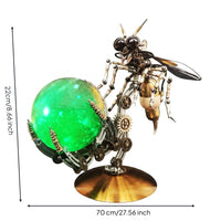 3D Metal Bee Assembly Tool Kit 3D Metal Bumblebee Ornament Lifelike Design Circular Base Cute Style Decorative