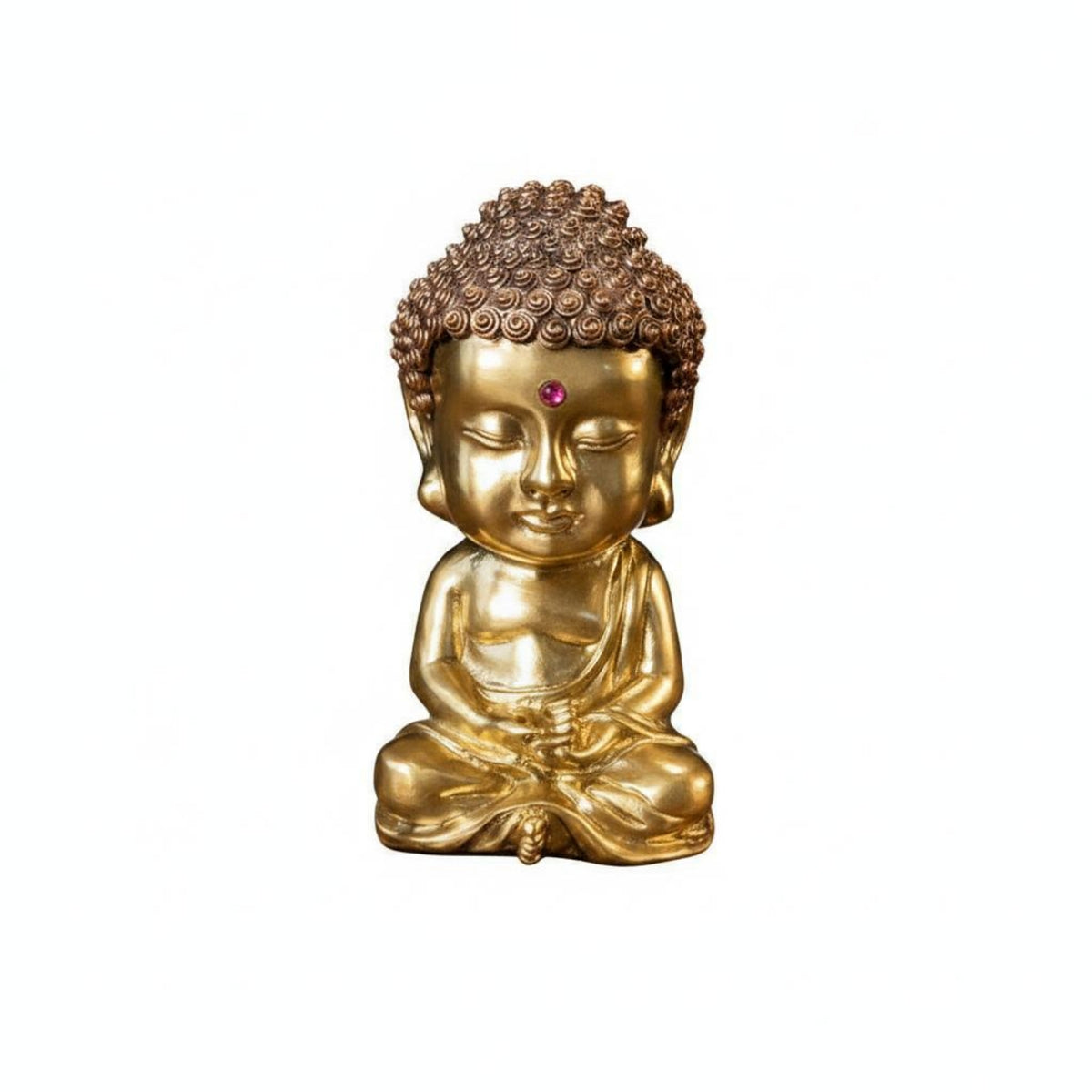 Seated Buddha Figurine Copper Meditation Buddha Statue Compact Meditating Statue for Car