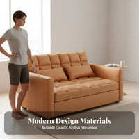 Space-Saving Sleeper Sofa Steel Frame Pull-out Sofa Bed Adjustable Backrest Pull out Couch Bed for Guests, Small Areas, Office, Apartment