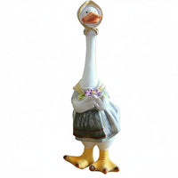 2 Pieces Long Neck Duck Statue Creative Design Resin Duck Ornament Hand-Painted Details House Decoration for Balcony, Patio