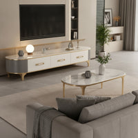 TV Cabinet Curved-Front Cabinet with Drawers Minimalist Entertainment Center with Drawers for Living Room