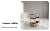 Versatile Use Saddle Leather Storage Trolley Space Saving Wheeled End Table Long-Lasting Construction Bedside Nightstand with Wheels Carbon Steel Frame for Apartment Dwellers, Office Workers, Living Room, Bedroom, Small Areas, Bathroom