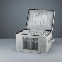 Wine Glass Storage Box Dustproof Foldable Stemware Case Clear View Window for RV