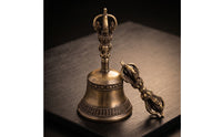 Tibetan Ritual Bell Set Buddhist Hand Bell with Vajra Handmade Vajra for Buddhists, Altar